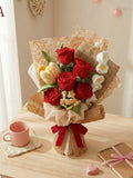 Crochet Red Rose Bouquet, ValentineÕs / MotherÕs Day Handmade  Everlasting Floral Gift house warming flower