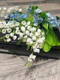 White Lilly of the Valley & Blue Forget Me Not Bouquet of Artificial Flowers silk flower