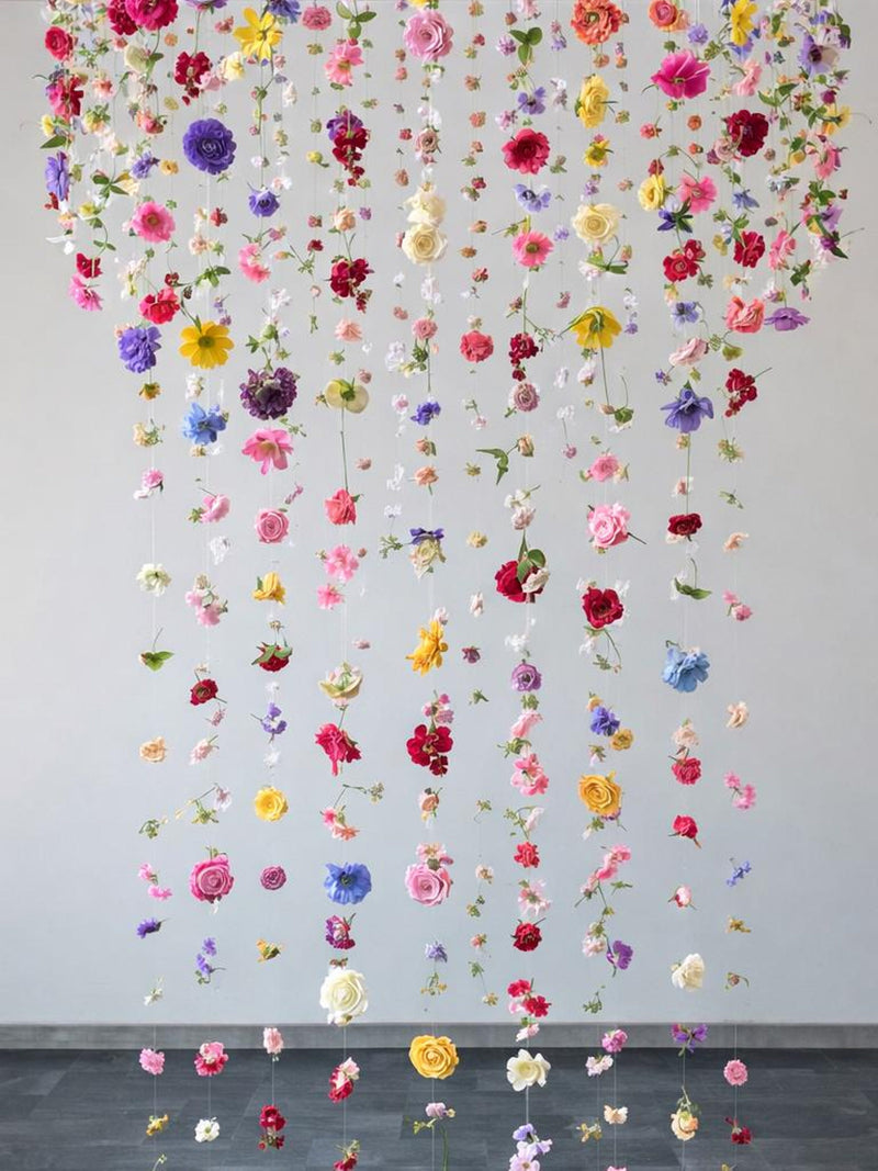 Floating flowers backdrop, hanging floral garland, photoshoot decor, wedding ceremony arrangement birthday flower