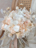 Blush & Ivory Preserved Rose Round Bridal Bouquet - Neutral Dried Flower Wedding Bouquet wedding flower