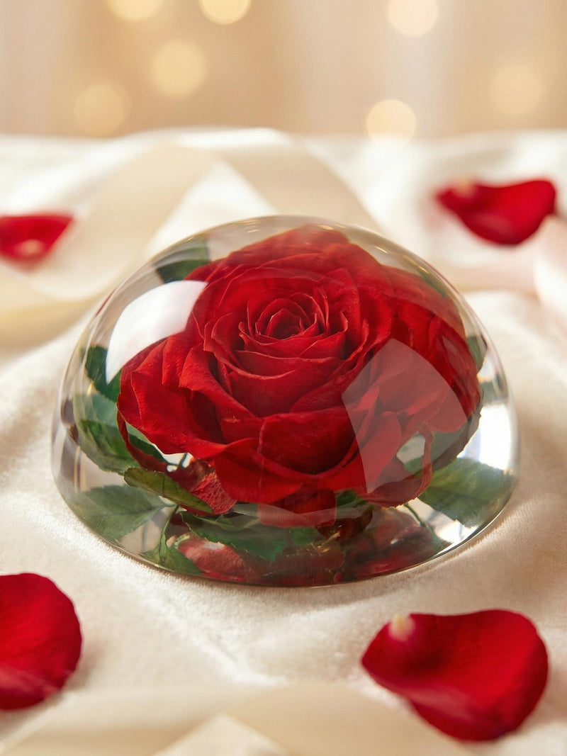 Real Rose in Resin Dome, Wedding Keepsake Gift, Anniversary Present, Romantic Home Decor, Forever Rose Display,Mother's Day Gift ANNIVERSARY