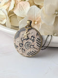 Flower Lace Pendant Necklace With Small Letter Charm, Classic 13th Anniversary Gift For Her ANNIVERSARY