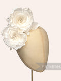 Ivory Silk 'Fiona' Double Rose Millinery Fascinator Flower Hat Mount silk flower