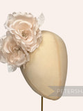 Champagne Silk 'Fiona' Double Rose Millinery Fascinator Flower Hat Mount silk flower