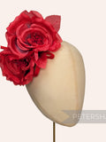 Red Ombre Silk 'Fiona' Double Rose Millinery Fascinator Flower Hat Mount silk flower
