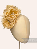 Honey Gold Silk 'Fiona' Double Rose Millinery Fascinator Flower Hat Mount silk flower