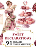 Sweet Declarations 91 Clipart Set - Watercolor Flowers, Romantic Couples, Valentine's day PNG Love Romance Flower