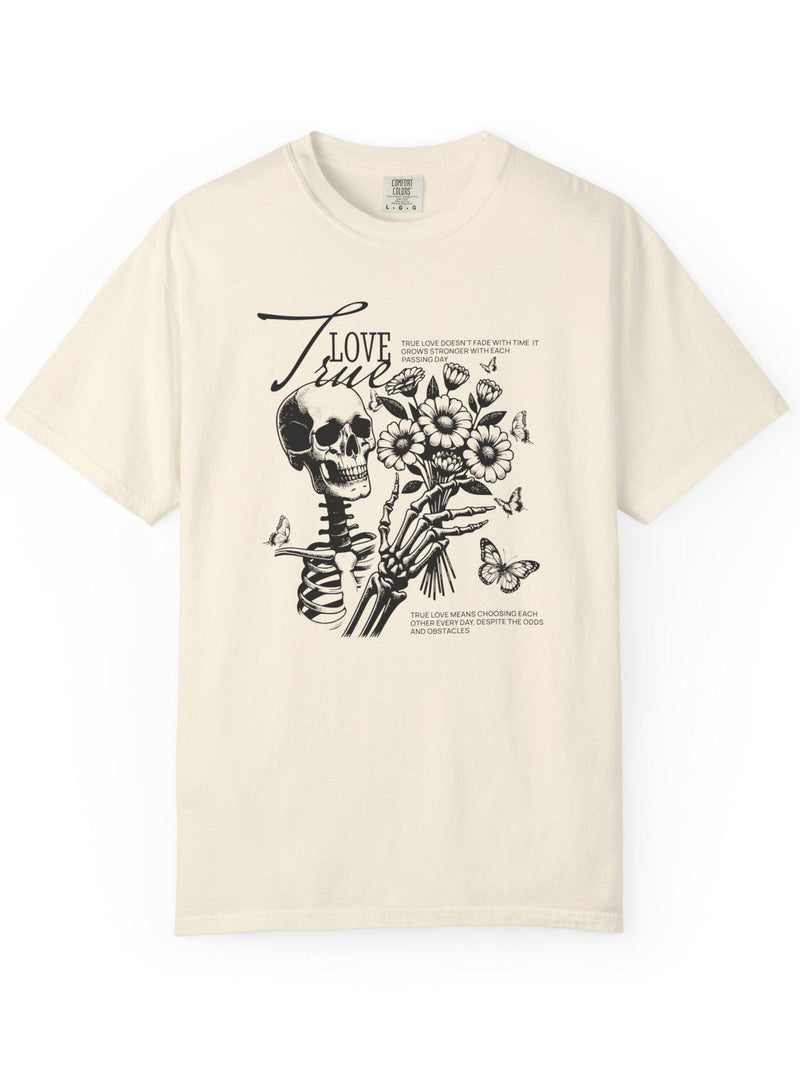 Skeleton True Love Comfort Colors Unisex Cotton Graphic T-Shirt Love Romance Flower
