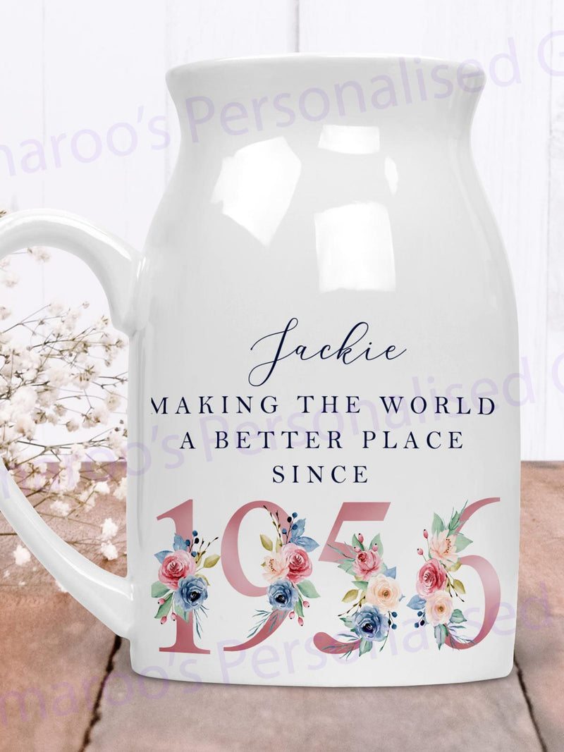70th Birthday Flower Pot | Making the world a better place since 1956 | Happy 70th Birthday |70s| 70 | 70th | 70th Birthday Gift,1956 FLORAL birthday flower