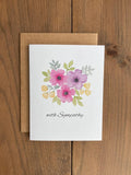 Watercolor Flower Sympathy Card, Hand-Painted Floral Greeting sympathy flower