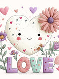 Heart Garden Love CLIPART, Smiling Heart With Flowers, Pastel Valentine Design, Whimsical Love Art, Floral Romance Illustration Love Romance Flower
