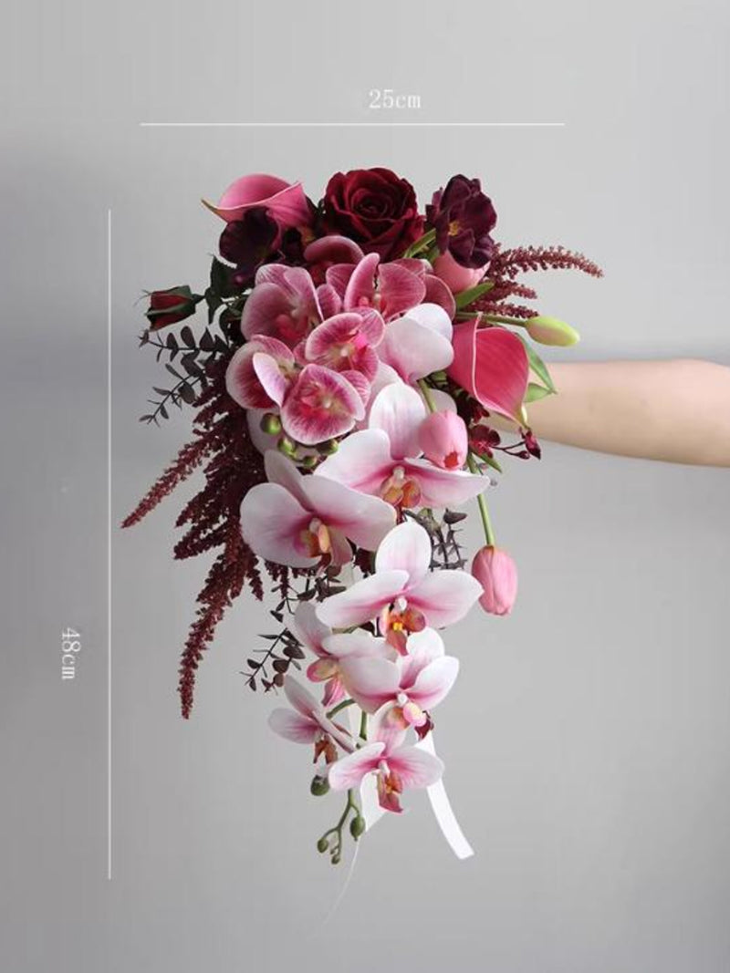 Romantic Cascading Bouquet For Bridal_Draping Orchid  Bouquet, Rustic Wedding Flower Bouquet