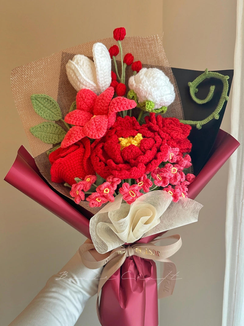 Crochet Flowers Bouquet, Handmade Rose, Love, Roses, Finished Product, Mother's Day Gift, Birthday Gift, Wife, Love, Mom Gift, Gift For Her Bouquet