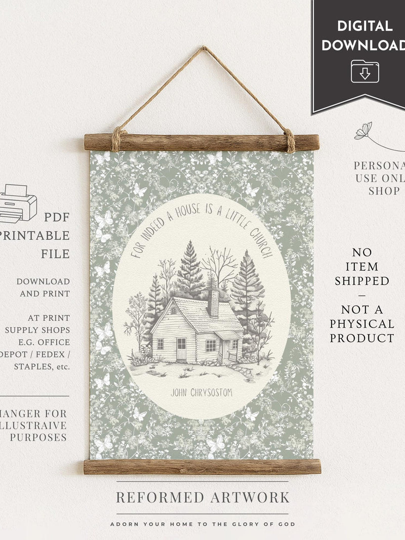 John Chrysostom Indeed A House Is A Little Church Rustic Christian House Warming Gift Early Church Father Christian Home Sign Rustic Sage house warming flower