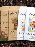 Personalized Wildflower Seed Packets Wedding Favors, Wildflower Seeds Included,  Bulk Love in Bloom Seed Envelopes, Party Guest Seed Favors seeds bulk