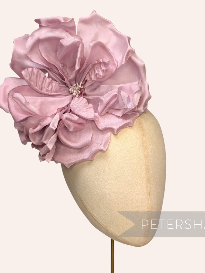 Dusky Pink Silk 'Lucinda' Extra Large 20cm Rose Millinery Fascinator Flower Hat Mount silk flower