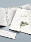 Baby's Breath Wedding Invitation Set |  Personalised Gatefold Design | Sage Green Rustic Gypsophila with Envelopes wedding flower