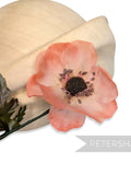 Coral 'Jolie' Vintage Japanese 1960s Silk 8cm Anemone Flower Wired Flower for Millinery silk flower