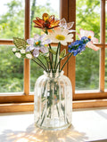 Handmade Glass Birth Month Flower,Personalized Stained Flower Bouquet Glass Gift,Gift For Her,Birthday Gift for Mom/Grandma,Home Decor birthday flower