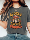 Fungi T-Shirt, Spores Before Chores, Mushroom Shirt, Funny Fungi Tee, Mushroom Lover Gift, Retro Style T-Shirt, Groovy Shirt flower spore