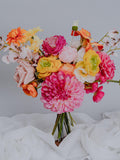 Bright Artificial Flower Bouquet: Fuchsia, Orange, Yellow, Summer Wedding Bouquet