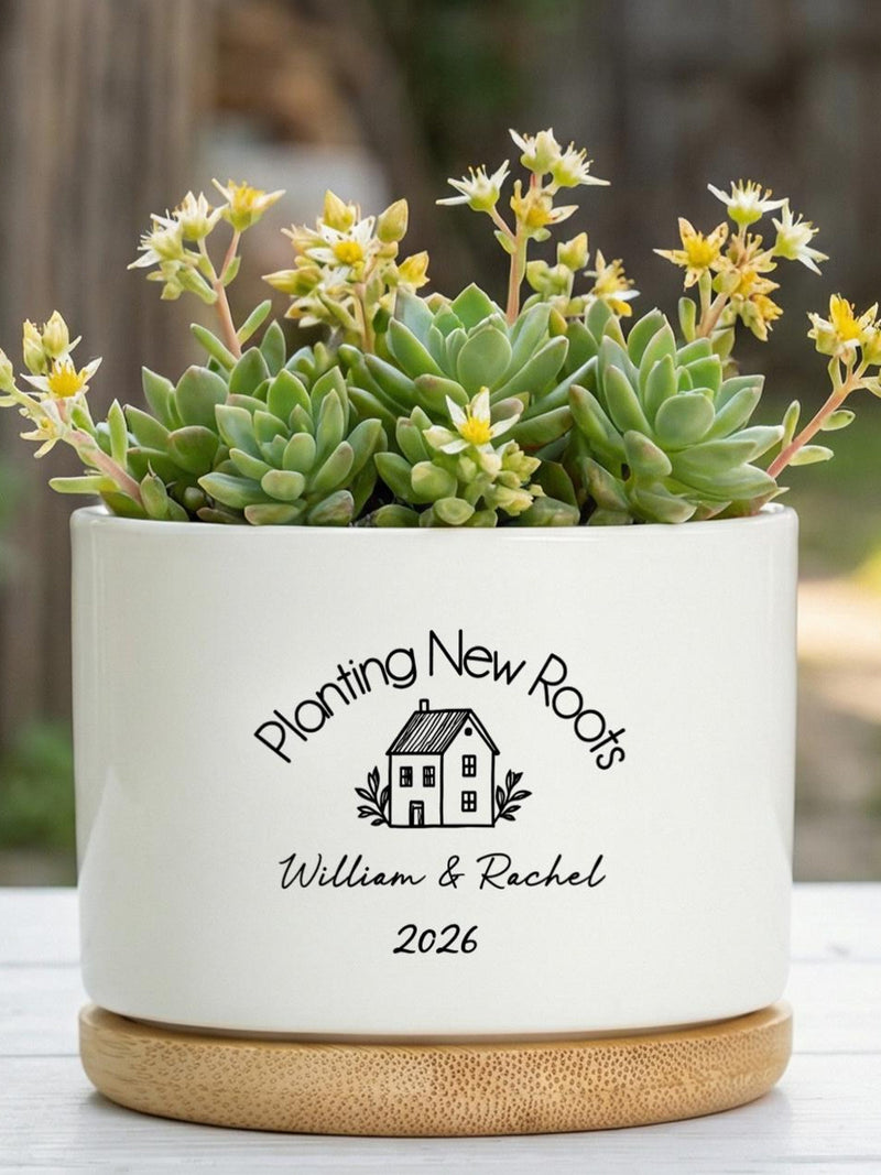 Personalized New Home Gift Planter, Custom Housewarming Desk Pot, First Home Keepsake, Custom Name Housewarming Gift house warming flower