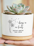 Personalized Dandelion Memorial Planter, Custom Name & Dates Ceramic Pot, Sympathy Bereavement Gift, Remembrance Keepsake sympathy flower