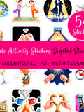 Couple Activity Digital Sticker Bundle 54 Precropped PNG iPad Stickers Date Night Goodnotes Planner Romance Love Pair Instant Download Gift Love Romance Flower