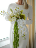 Anthurium Wedding Bouquet: White, Green Spring-Summer Artificial Flowers Bouquet