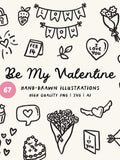 Love You Hand-Drawn Clipart Bundle - Love Hearts, Flowers and Bows PNG, SVG & AI Love Romance Flower