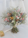 Daisy+Rose Pink Wildflower Bridal Bouquet Blush&Peach Lavender Dried Flower Wedding Bouquet wedding flower