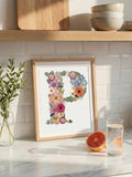 Custom Pressed Flower Initial Frame, Handmade Real Dried Flower Letter Art, Personalized Birth Month Floral Wall Decor birthday flower