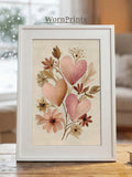 Floral Heart Wall Art Print Ñ Soft Pink Hearts and Wildflowers (Digital Download) VP22 Love Romance Flower