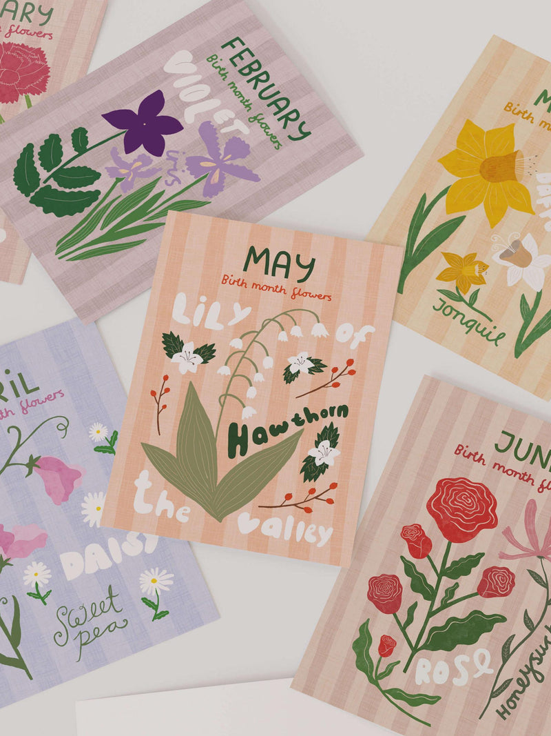 Birth Month Flower Card Ð Choose your month Ð Handmade in New Zealand birthday flower