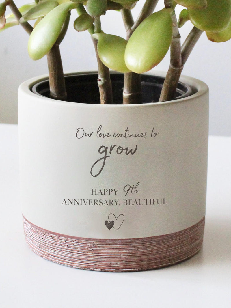 Custom Anniversary Planter | Personalized Romantic Pot with Names & Date | Wedding, Engagement or Relationship Gift Idea ANNIVERSARY