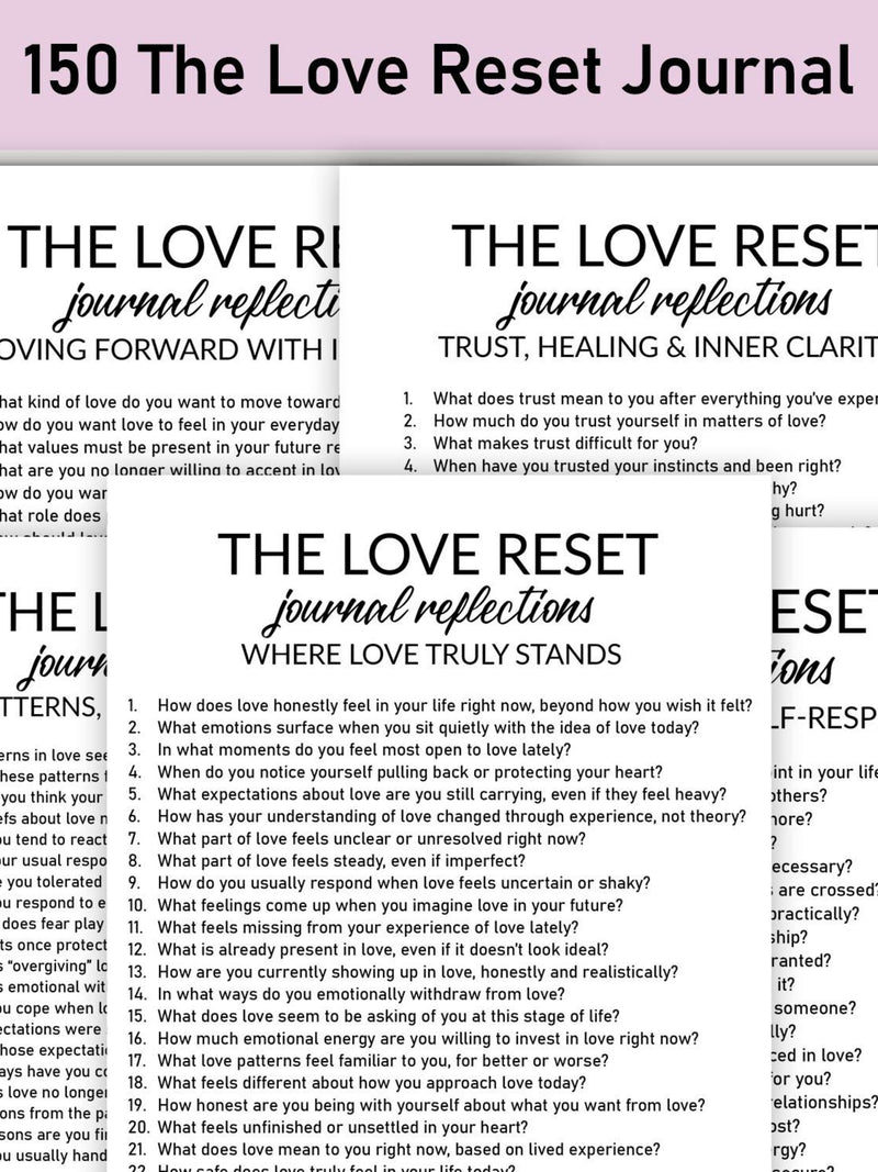 The Love Reset Journal, Printable, Journal, Relationship Reflections, Gratitude, Marriage, Healing, Clarity & Emotional Balance Love Romance Flower