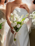 Tulip Wedding Bouquet: Rustic Calla Bridal Bouquets, Artificial Flower, Corsage, Boutonniere, Wedding Accessories Flower Bouquet
