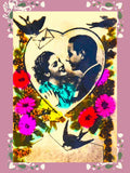 Vintage 1950s Romance Lover Printable Card gift :Greeting Card Sepia Love Couple Clipart ( Download) Love Romance Flower