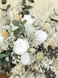 Ivory, White and Greenery Bouquet / Dried, Preserved Bouquet with wildflowers and leaves / Neutral Wedding flowers wedding flower