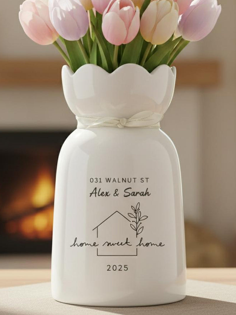 Custom Flower Vase for First Home Gift, Personalise New Home Keepsake, Housewarming Gift for Couple or Friend house warming flower
