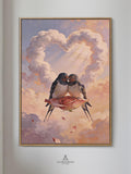 Love Birds on Rose Cloud Valentine Wall Art (Printable Digital Download), VDP13 Love Romance Flower