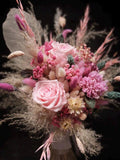 Airy Blush Bridal Bouquet with Preserved Roses and Skeleton Leaf Accent wedding flower