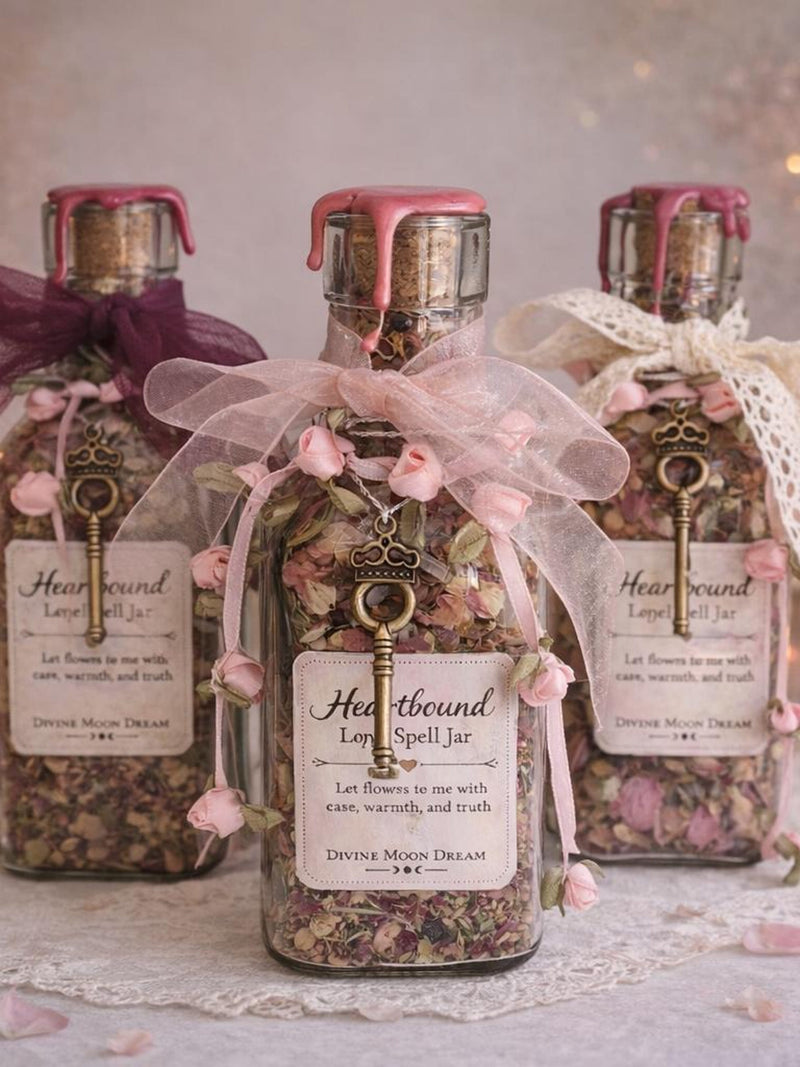 Heartbound Love Spell Jar ¥ Witchcraft Gift ¥ Handmade Romance & Self-Love Ritual ¥ Romantic Witchy Decor- Divine Moon Dream Love Romance Flower