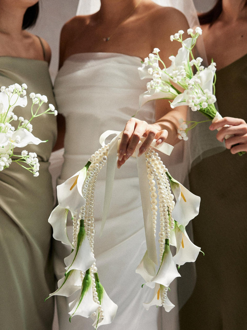 Calla & Pearl Wedding Bouquet: Rustic Bridal Bouquets, Artificial Flowers, Orsage, Boutonniere, Wedding Accessories, Wedding Decor wedding flower