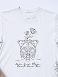 Love Grew Where Heart Once Was Tee, Gothic Romance Tee, Skeleton Ribs & Flowers Design, Dark Botanical Apparel, Unisex Softstyle T-Shirt Love Romance Flower