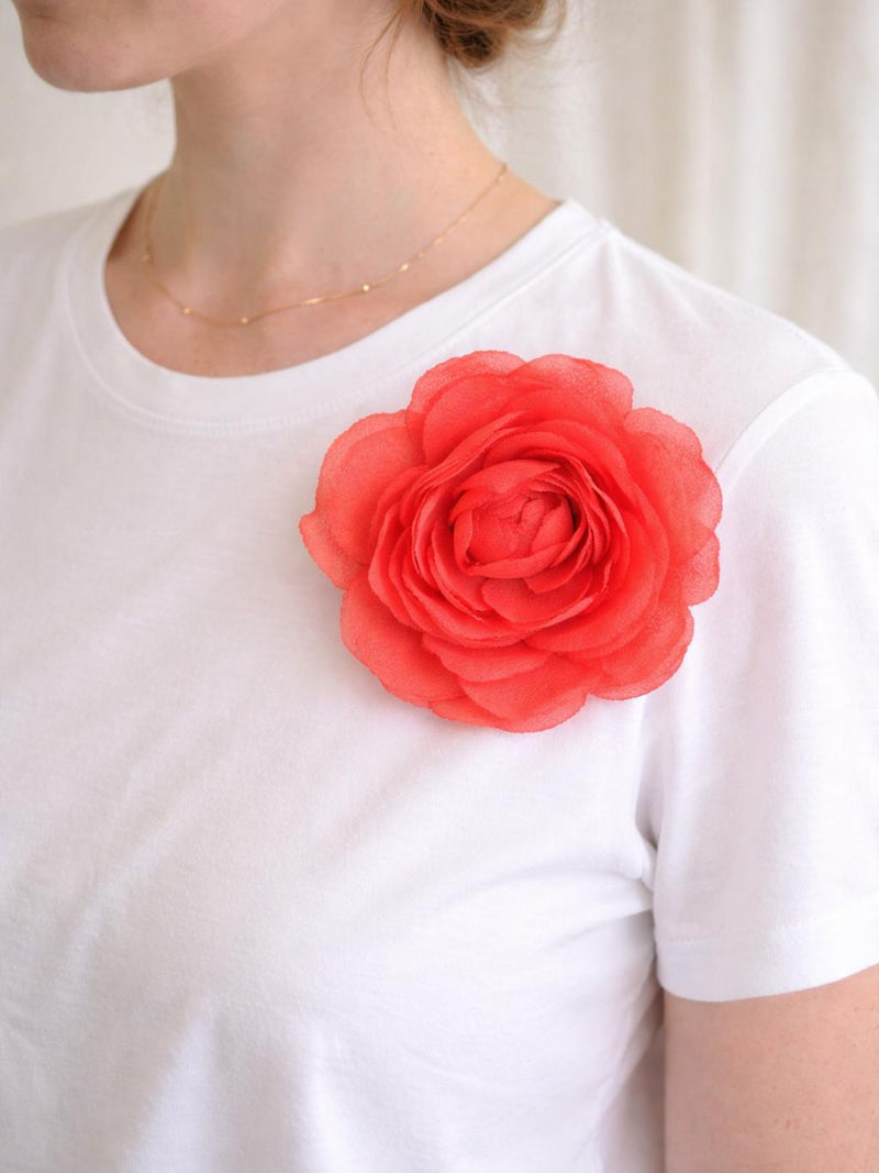 Coral Rose Hair Clip or Brooch Ð Handmade Silk Flower for Weddings & Bridesmaids silk flower