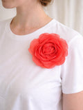 Coral Rose Hair Clip or Brooch Ð Handmade Silk Flower for Weddings & Bridesmaids silk flower