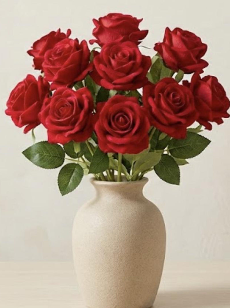 Realistic Red Artificial Rose Bouquet Ð Silk Flowers for Wedding, Home Decor & Romantic Gift silk flower