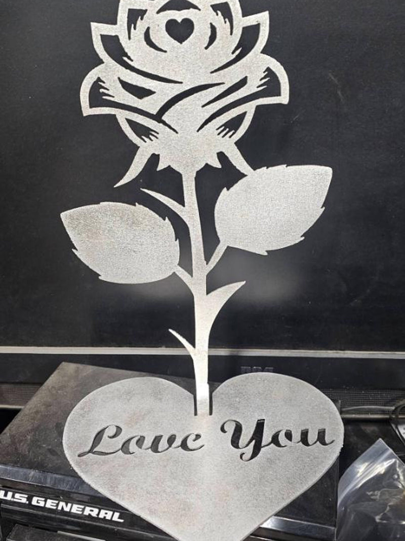 Love You Rose Heart SVG DXF Plasma Laser CNC Digital Files Downloads Love Romance Flower