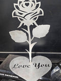 Love You Rose Heart SVG DXF Plasma Laser CNC Digital Files Downloads Love Romance Flower